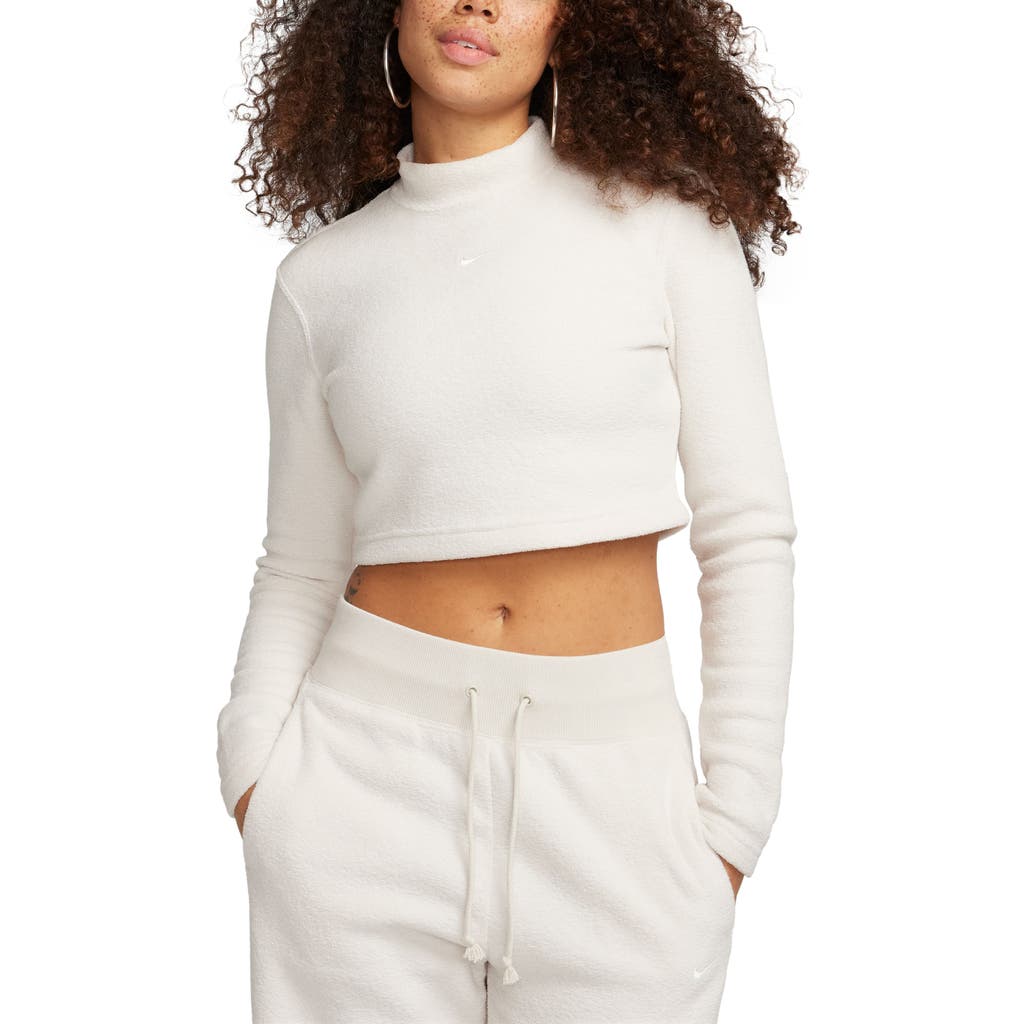 Nike Sportswear Cozy Long Sleeve Crop Top In White