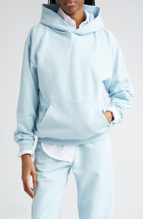 Sporty And Rich Eat More Veggies Cotton Graphic Hoodie In Baby Blue