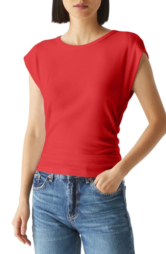 Shop Michael Stars Joni Power Shoulder Rib Top In Spritz