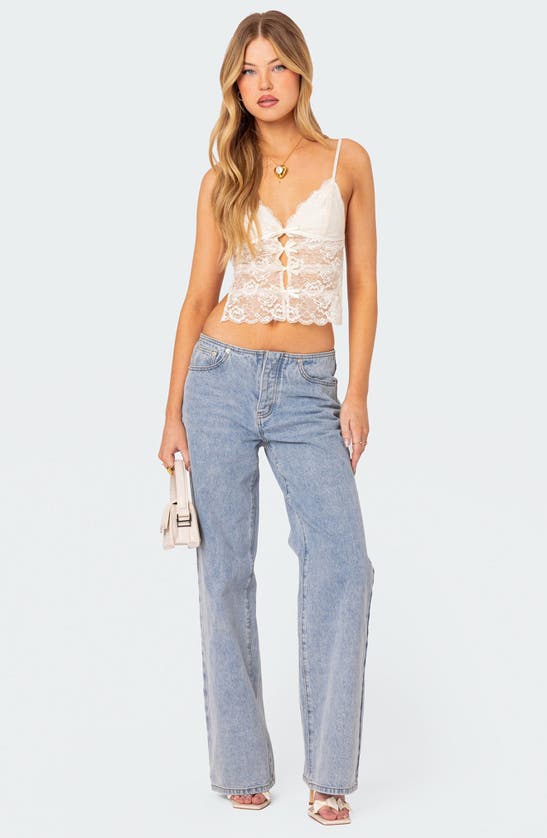 Edikted Cara Sheer Lace Tie Back Camisole In Cream