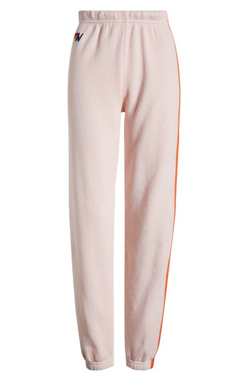 Aviator Nation Stripe Sweatpants In Light Pink/purple Orange