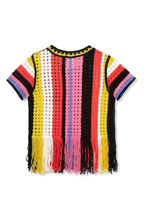 TRUCE TRUCE KIDS' STRIPE OPEN STITCH SHORT SLEEVE SWEATER 