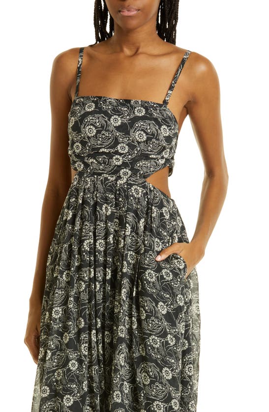 Shop Rebecca Taylor Monarch Fleur Cutout Maxi Dress In Monarch Fleur Black Combo