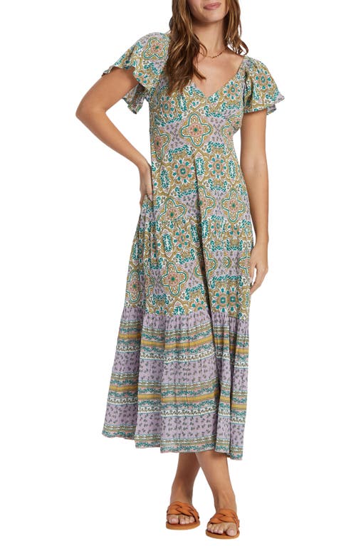 'Billabong Summer Side Collection Summerside Flutter Sleeve Midi Dress Salt Crystal at Nordstrom,