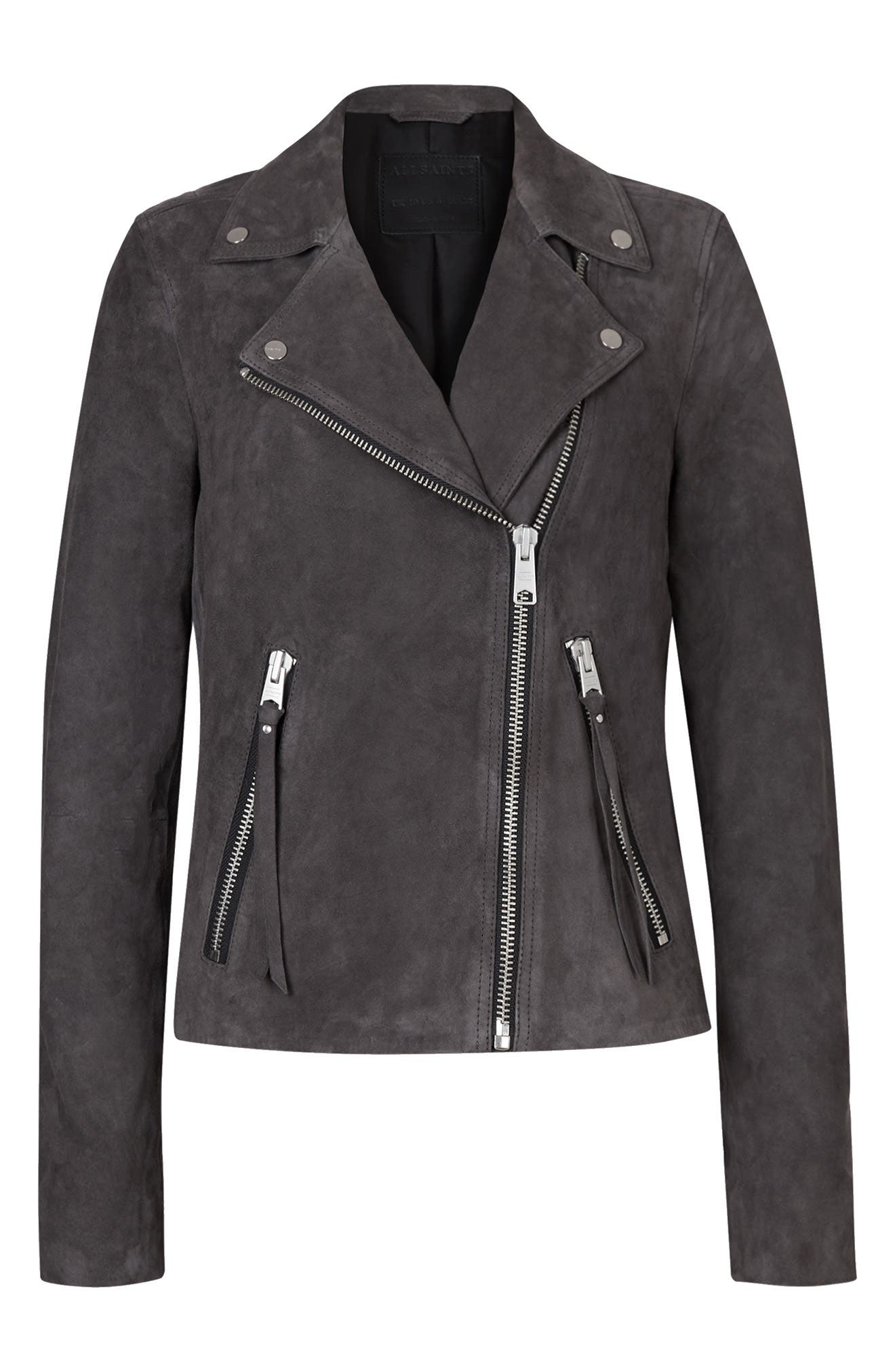dark grey suede biker jacket