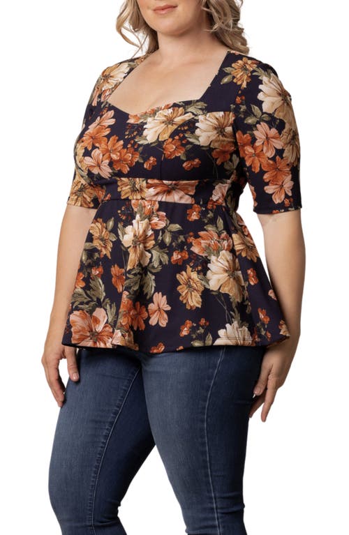 Shop Kiyonna Posh Peplum Top In Autumn Garden