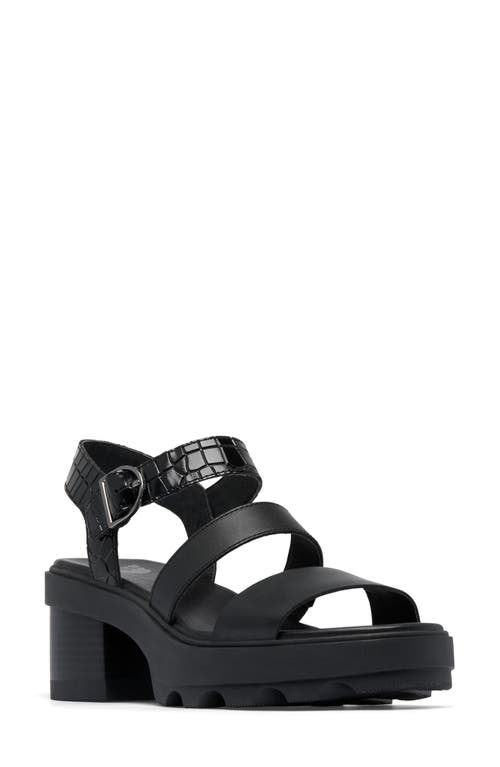 Sorel Joanie Ankle Strap Platform Sandal In Black