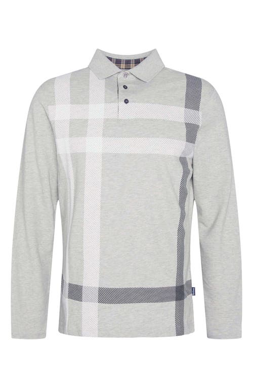 Shop Barbour Blaine Tartan Long Sleeve Polo In Grey Marl