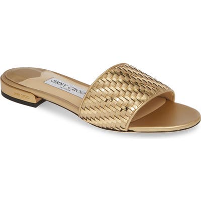 Jimmy Choo Joni Woven Metallic Slide Sandal