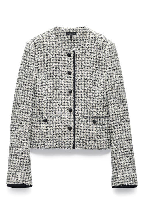 Rag & Bone Carmen Check Cotton Blend Tweed Jacket In Blackwhite