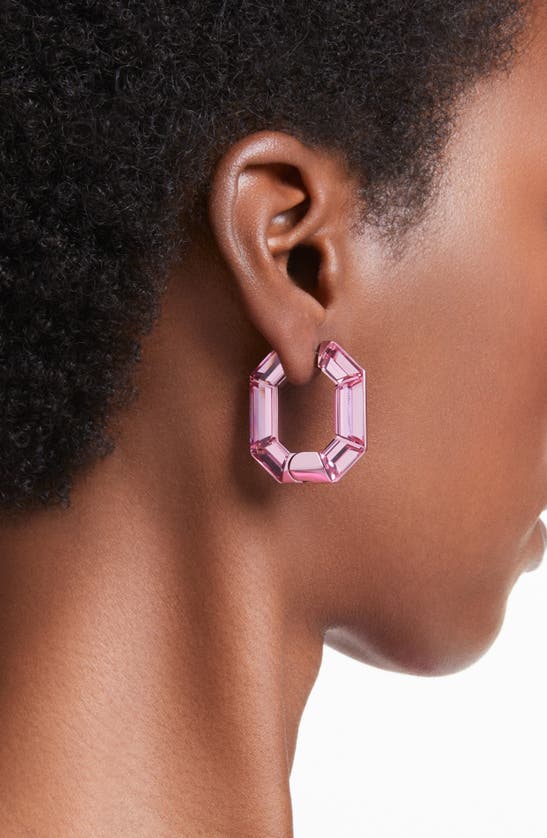 Shop Swarovski Lucent Hoop Earrings In Pink