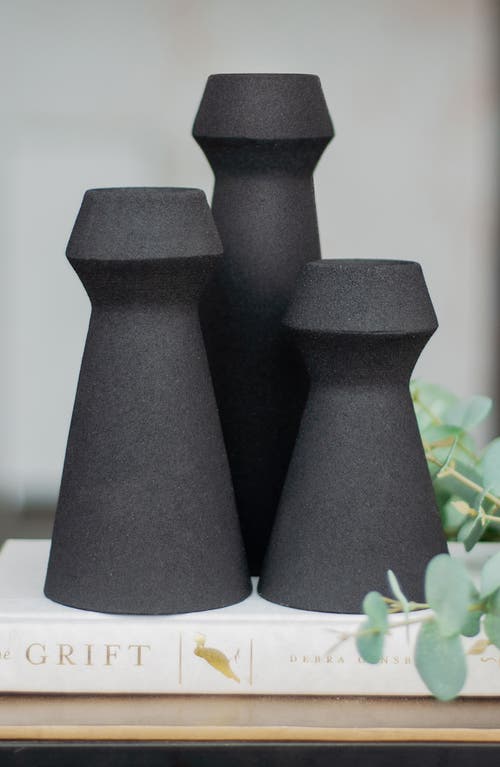 Renwil Granfeld Set Of 3 Iron Vases In Black