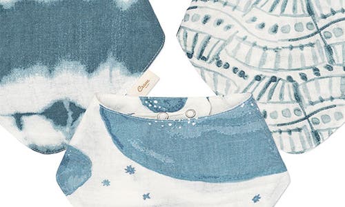 Crane Baby 3-pack Cotton Muslin Bandana Baby Bibs In Blue
