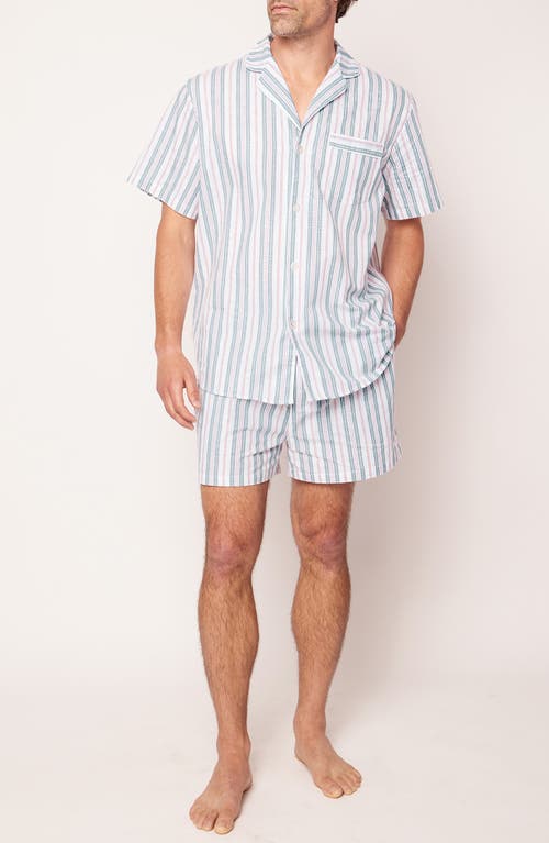 Vintage Stripe Cotton Short Pajamas in Blue