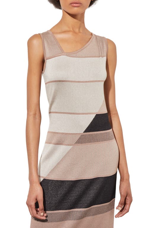Ming Wang Stripe Sleeveless Maxi Dress In Java