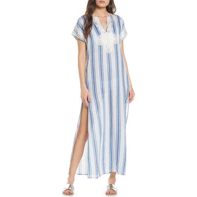 Tory Burch Awning Stripe Cover-Up Caftan