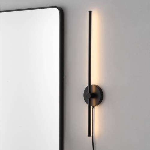 Jonathan Y Anton 1-light Modern Minimalist Iron Adjustable Bar Integrated Led Plug-in Sconce In Yellow