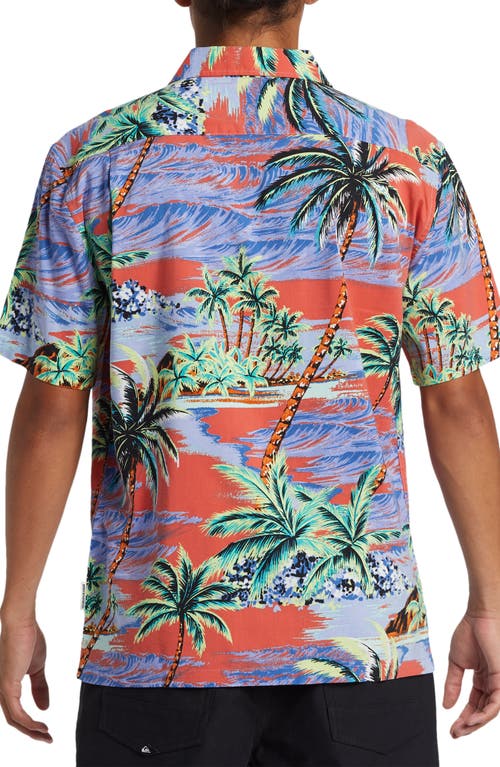 Shop Quiksilver Dna Island Print Camp Shirt In Spiced Coral Dna Island Ss