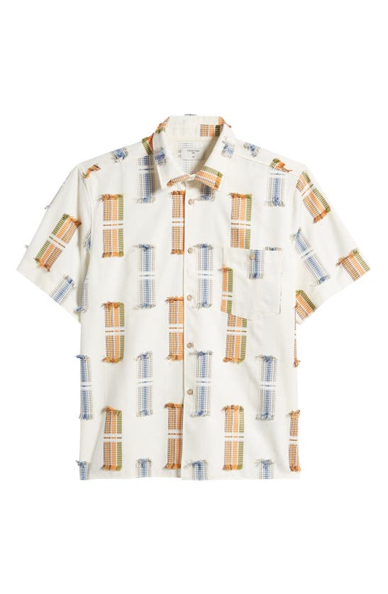 Shop Percival Ambassador Fil Coupé Short Sleeve Organic Cotton Button-up Shirt In Ecru