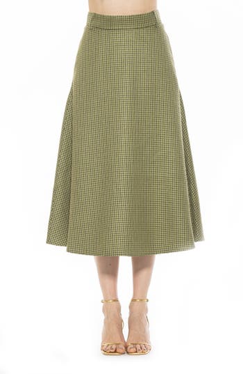 Alexia Admor Leonie A-line Skirt In Green Tweed