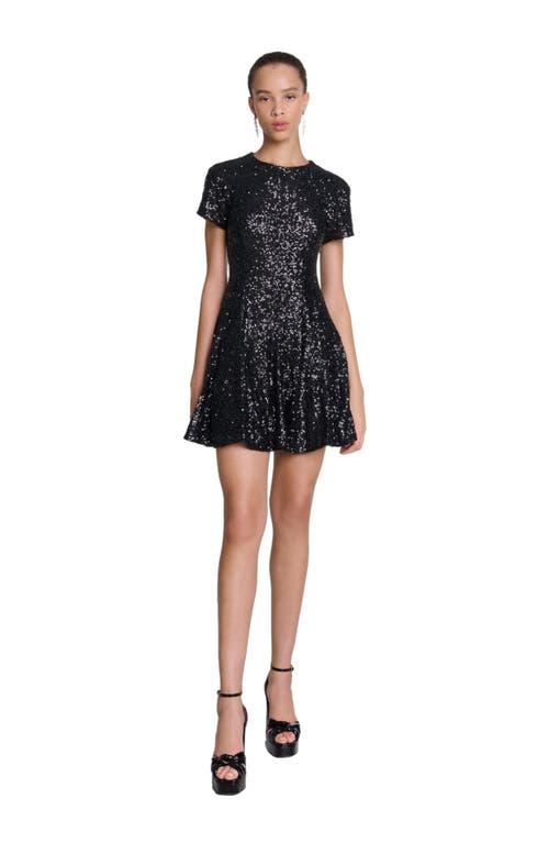 Maje Short Sequin Dress In Black