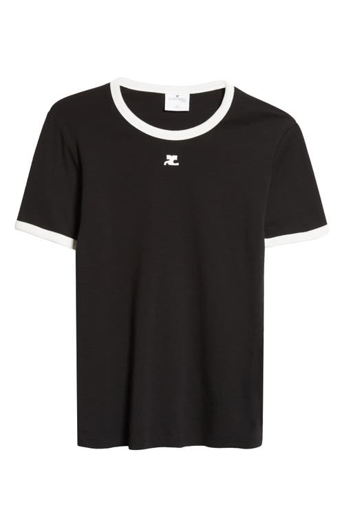 Courrèges Reedition Bumpy Contrast T-shirt In Black/heritage White