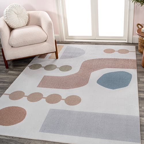 Shop Jonathan Y Riley Abstract Coastal Contemporary Machine-washable Area Rug In Cream/multi