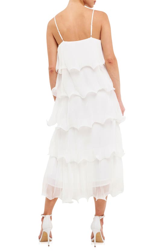 Shop Endless Rose Ruffle Tiered Midi Dress In White