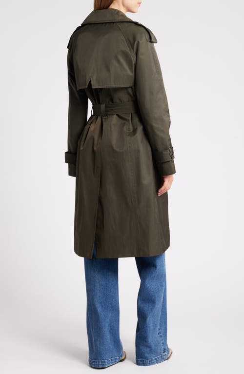 London Fog Water Resistant Belted Trench Coat In Olive