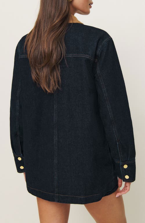 Reformation Archer Corduroy Collar Denim Jacket In Ondine