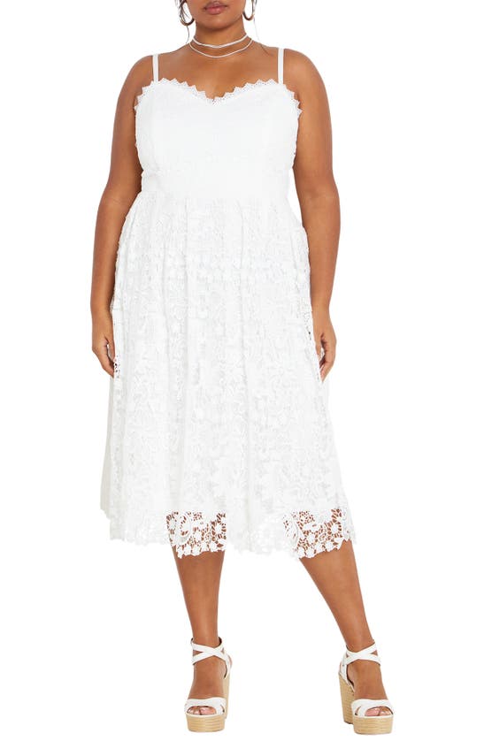 Shop City Chic Scarlet Lace Fit & Flare Dress In Ivory