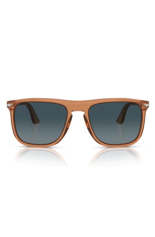 Shop Persol 57mm Polarized Pilot Sunglasses In Transparent Brown/grey