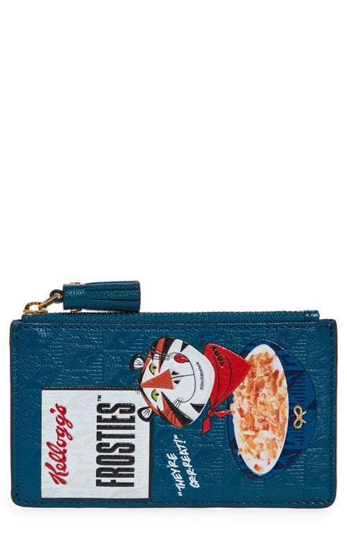 Anya Hindmarch x Kellogg's Tony The Tiger Frosties Leather Card Case in Light Petrol at Nordstrom