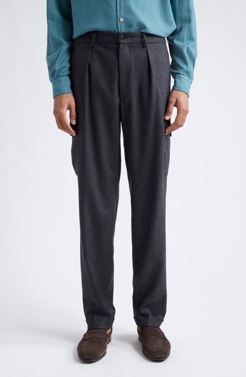 Boglioli Wool Blend Flannel Cargo Pants in Charcoal 