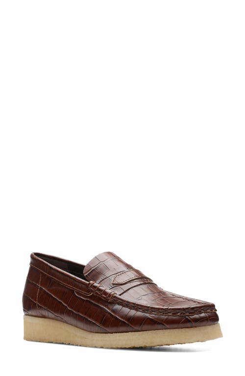 Clarks(r) Wallabee Croc Embossed Loafer in Brown Croc