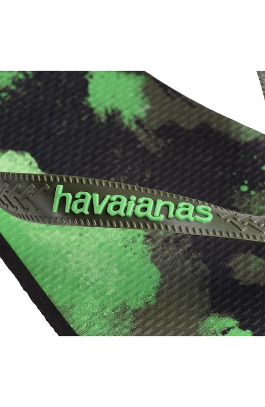 Shop Havaianas Camo Print Flip Flop In Black/ Moss