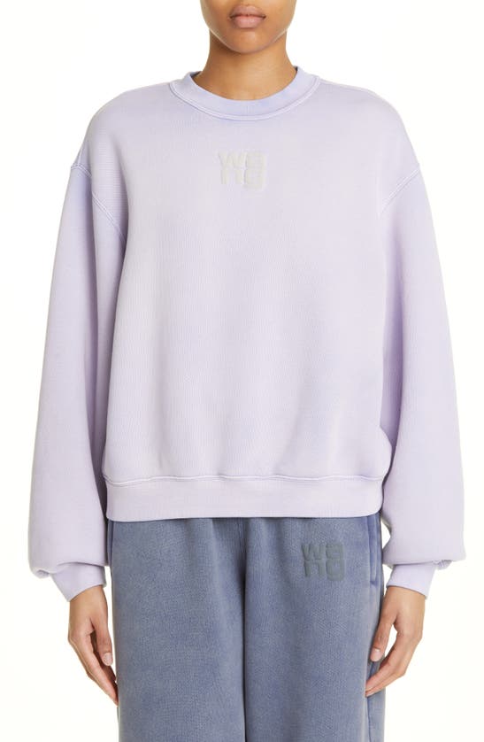 Alexander Wang T Alexanderwang.t Essential Terry Crew Sweatshirt With Puff Paint Logo In Easter Egg