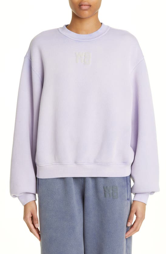 Alexander Wang T Alexanderwang.t Essential Terry Crew Sweatshirt With Puff Paint Logo In Purple