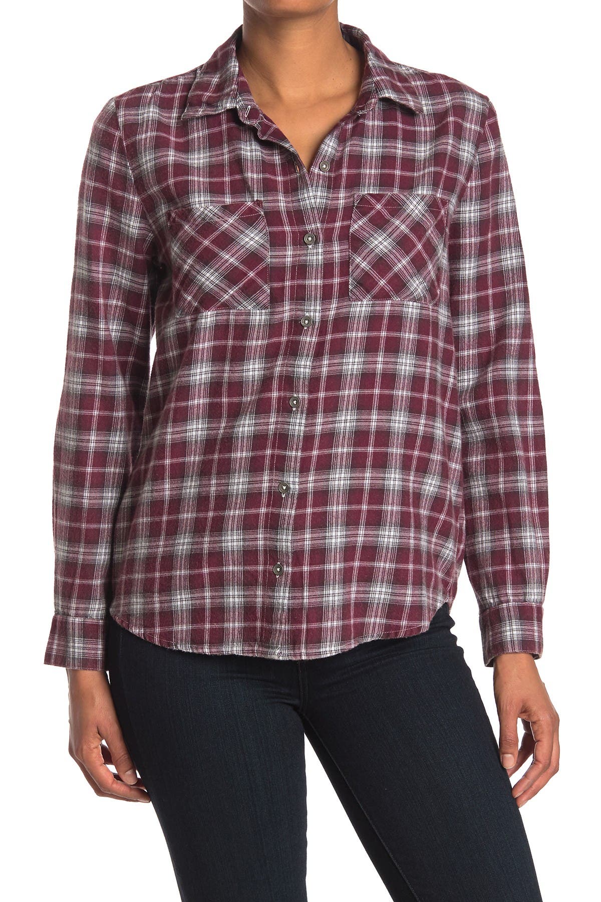 Abound Oversized Plaid Print Shirt In Red Overflow8