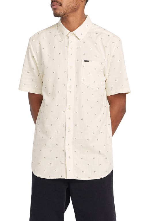 Mistere Geo Print Short Sleeve Button-Up Shirt in Dirty White
