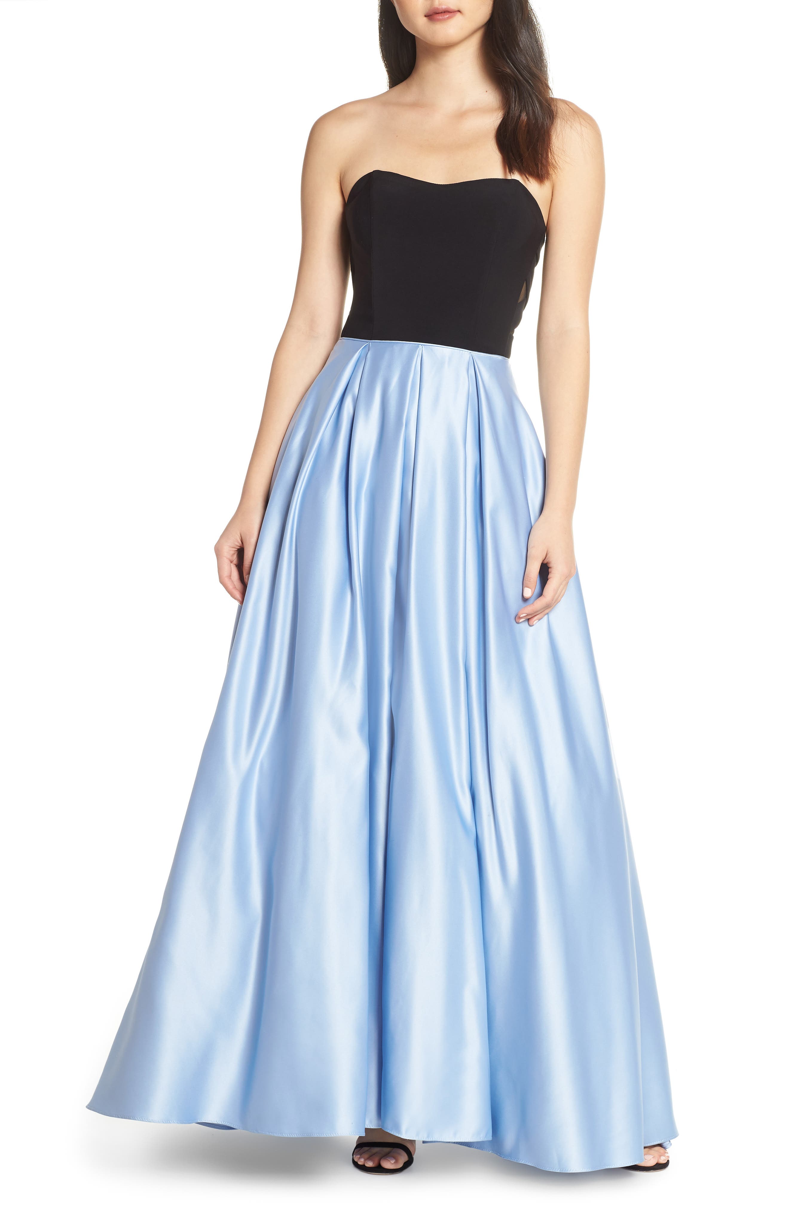 Blondie Nites Strapless Satin Evening Dress, Blue