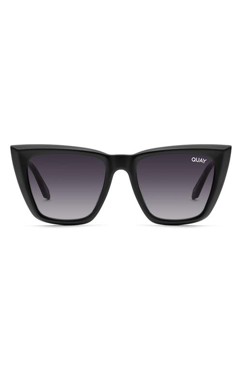 Quay Australia Buzzworthy 53mm Cat Eye Sunglasses in Black /Smoke