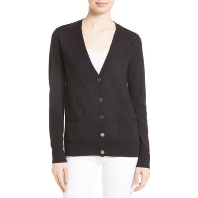 Tory Burch Madeline Merino Wool Cardigan, Blue