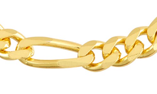 Fzn 14k Gold Plate Sterling Silver Figaro Chain Necklace In Yellow