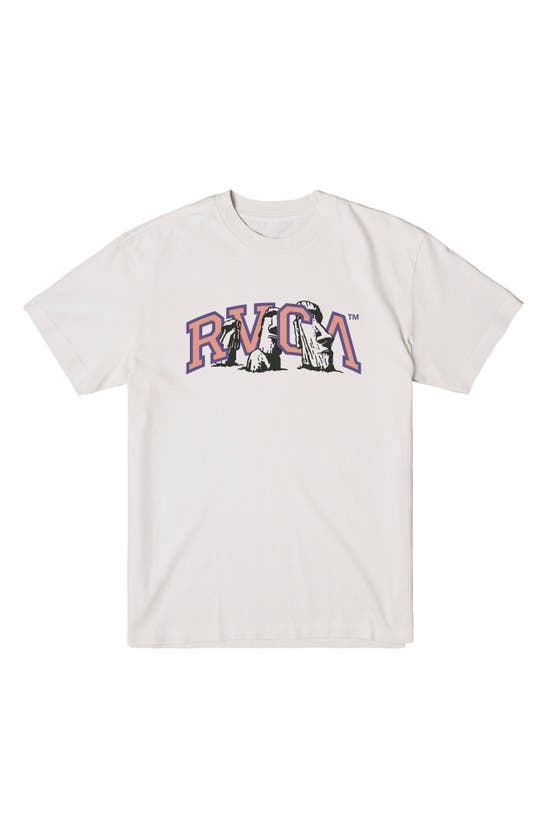 Shop Rvca Rapa Nui Cotton Graphic T-shirt In Silver Bleach