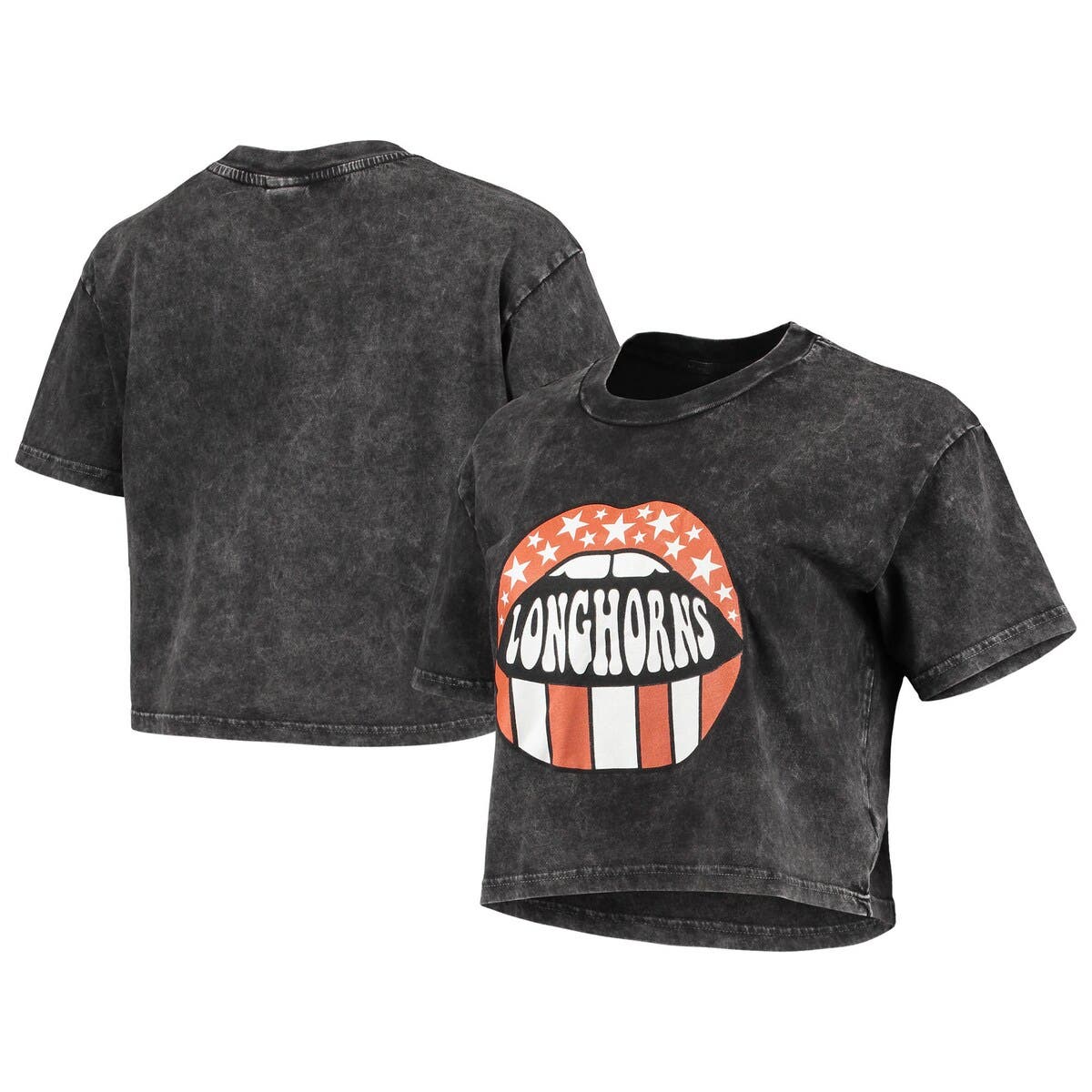 CHICKA-D Women's chicka-d Graphite Texas Longhorns Mineral Wash Lips Short 'n Sweet T-Shirt at Nordstrom