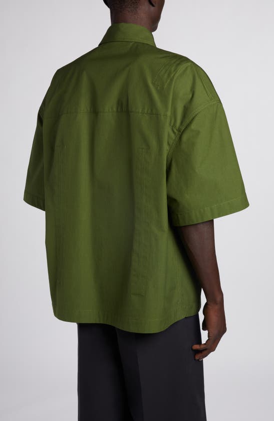 Bottega Veneta Oversize Short Sleeve Button-up Shirt In Thyme
