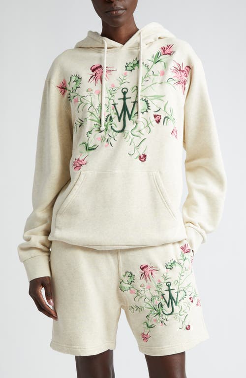 x Pol Anglada Anchor Logo Thistle Embroidered French Terry Hoodie in Oatmeal Melange
