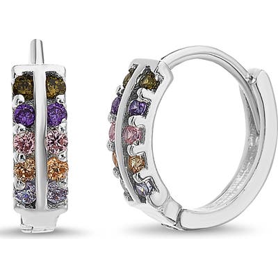 Lesa Michele Multicolor Pave Huggie Hoop Earrings