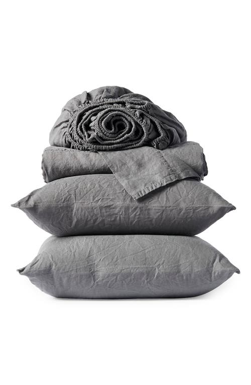 Coyuchi Relaxed Organic Linen Sheet Set in Slate at Nordstrom